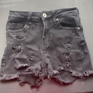 Black high rise shorts; by S.O.N.G